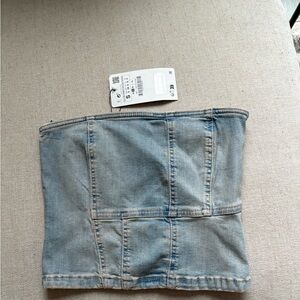 Zara Light Blue Denim Crop Top